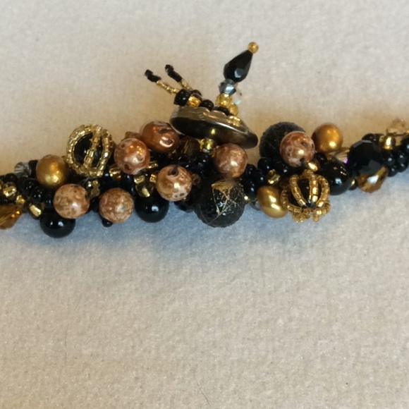 FINAL SALE PRICE CL Designs Ultra Embellished Blk/Gld Necklace - Picture 3 of 7